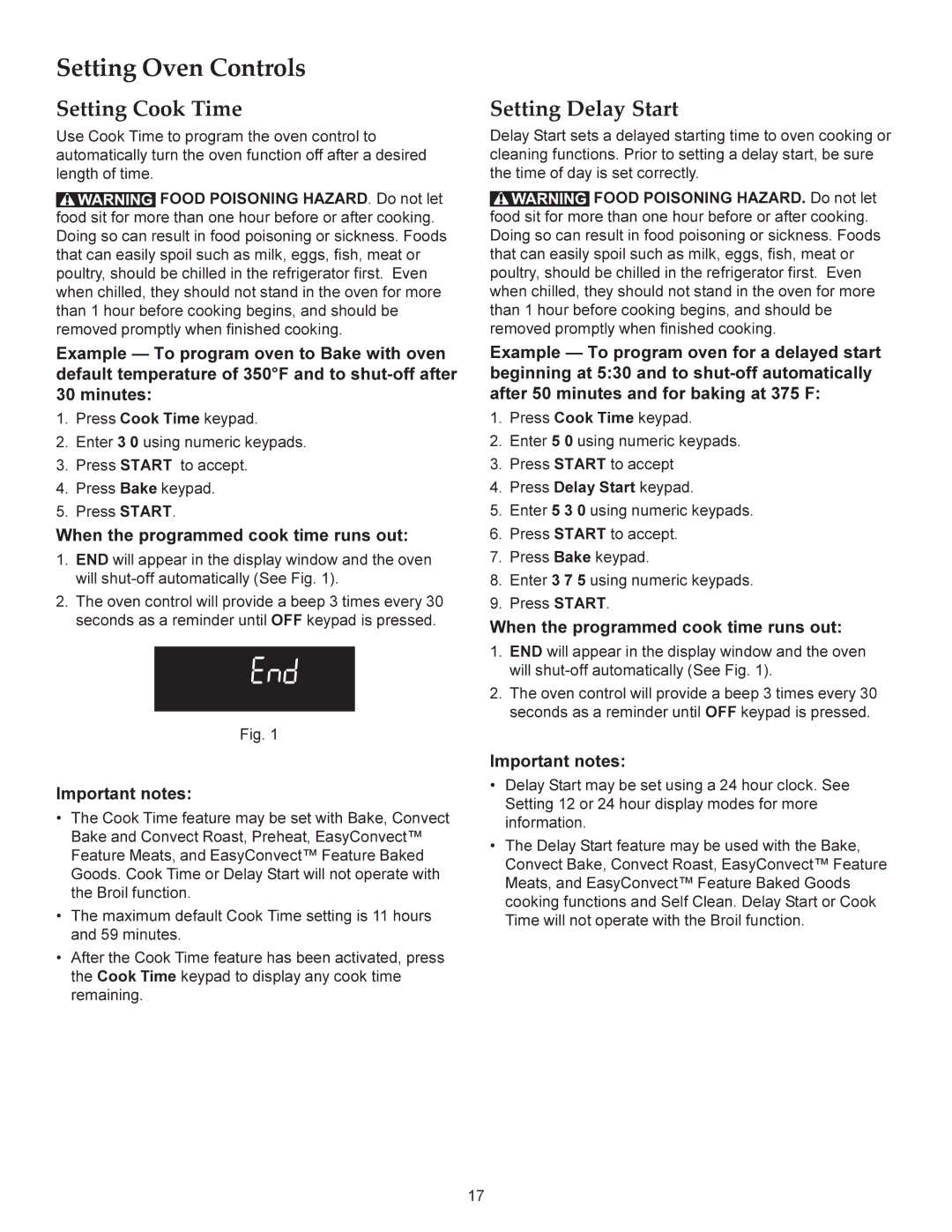 KitchenAid KERS206X manual Setting Cook Time, Setting Delay Start, When the programmed cook time runs out 