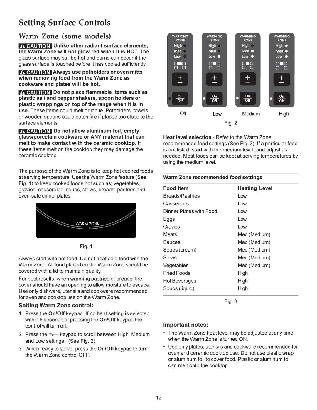 KitchenAid KERS308X manual Warm Zone some models, Setting Warm Zone control 