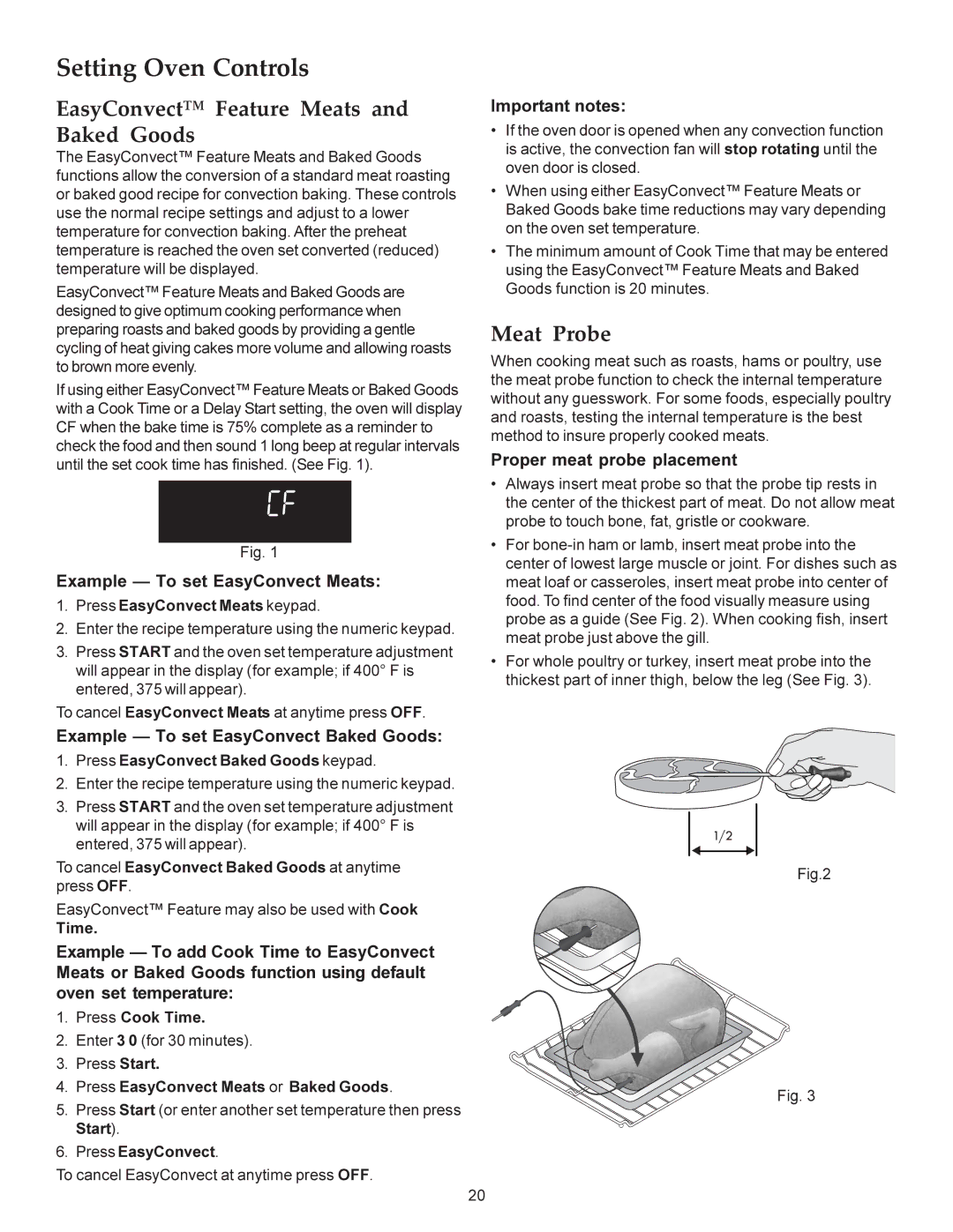 KitchenAid KERS308X manual EasyConvect Feature Meats and Baked Goods, Meat Probe, Example To set EasyConvect Meats 