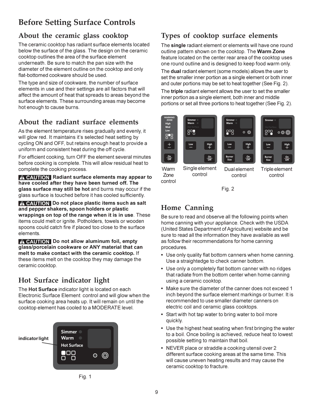 KitchenAid KERS308X manual Before Setting Surface Controls 