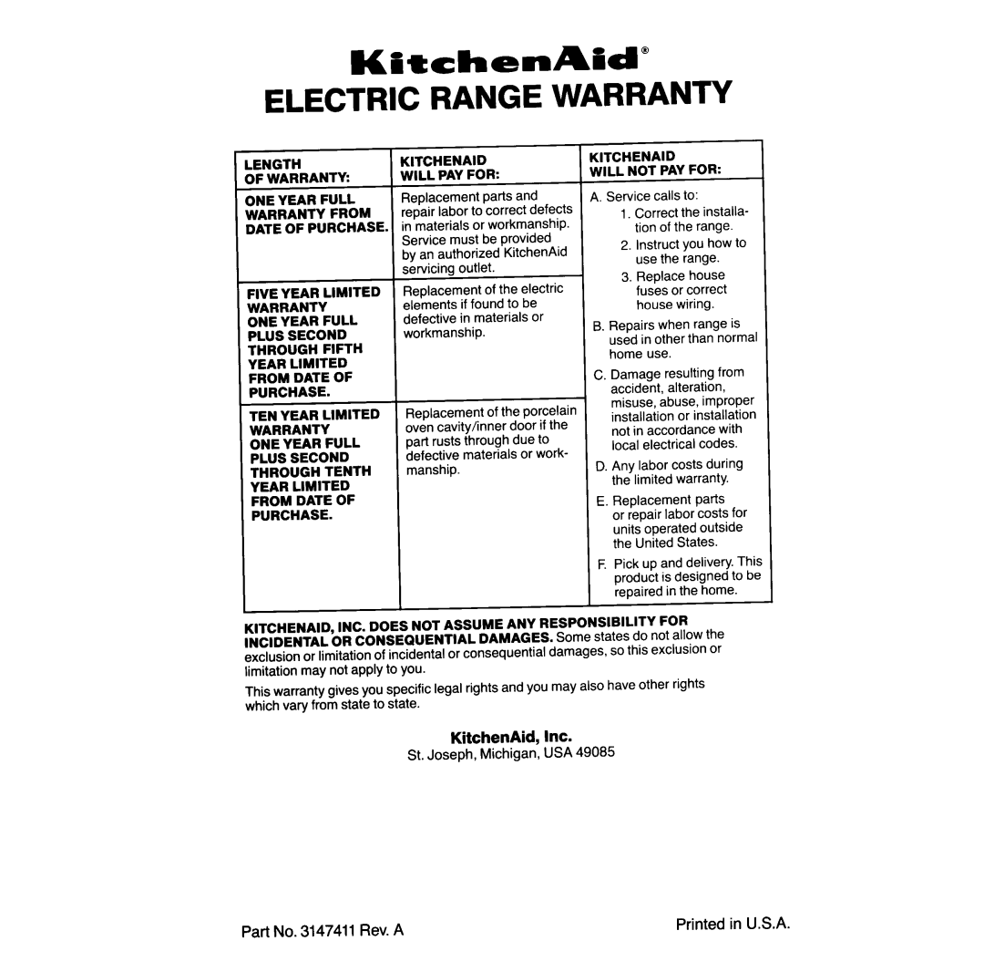 KitchenAid KERS505 manual 