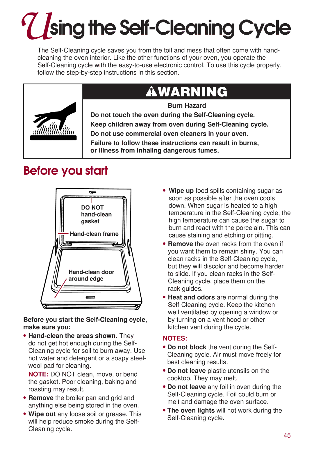 KitchenAid KERS507 warranty Using the Self-Cleaning Cycle, Before you start 