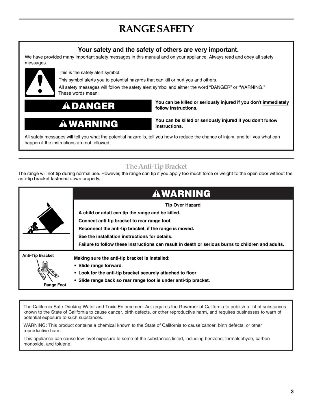 KitchenAid KERS807, KESS907SSS, KESS907SWW manual Range Safety, Anti-Tip Bracket 