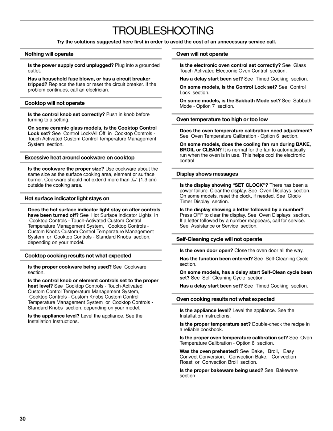 KitchenAid KERS807, KESS907SSS, KESS907SWW manual Troubleshooting 