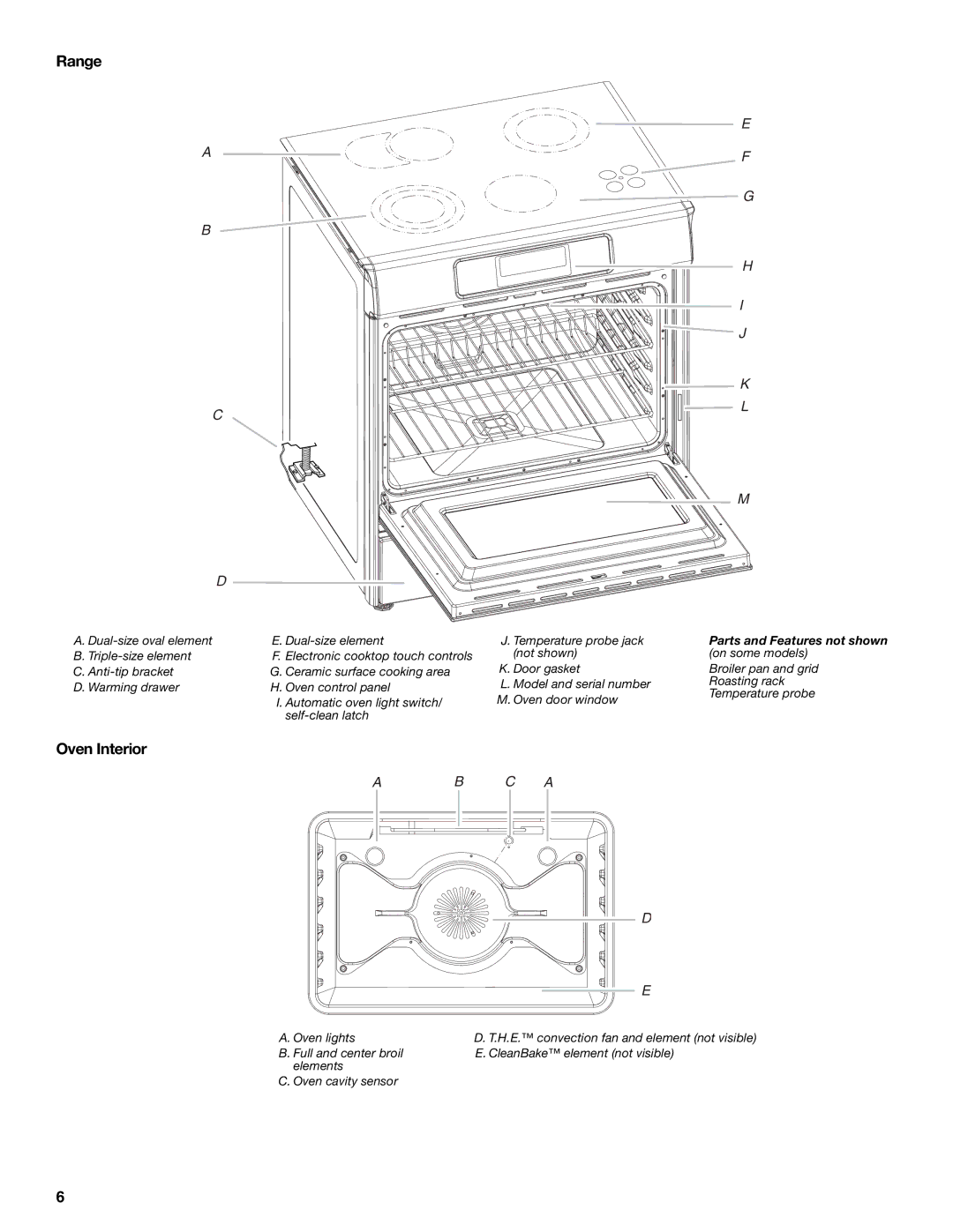 KitchenAid KERS807, KESS907SSS, KESS907SWW manual Range, Oven Interior 