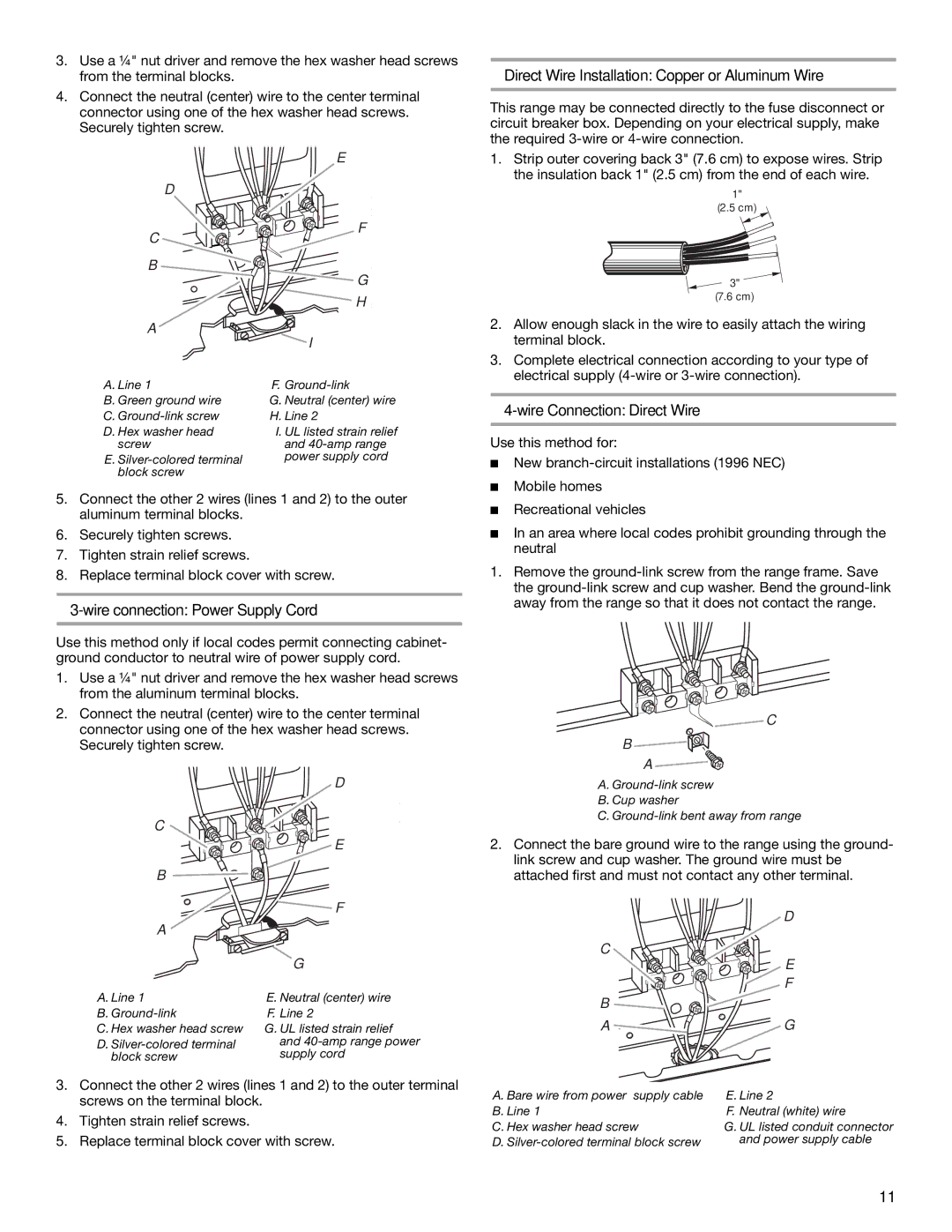 KitchenAid KERS807SBB Direct Wire Installation Copper or Aluminum Wire, Wire Connection Direct Wire 