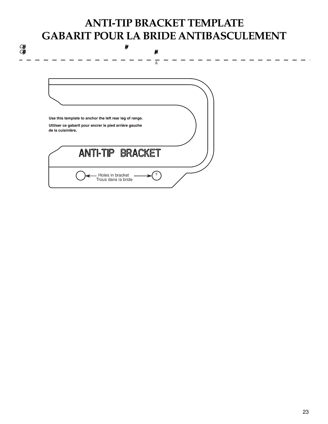 KitchenAid KERS807SBB installation instructions Holes in bracket Trous dans la bride 