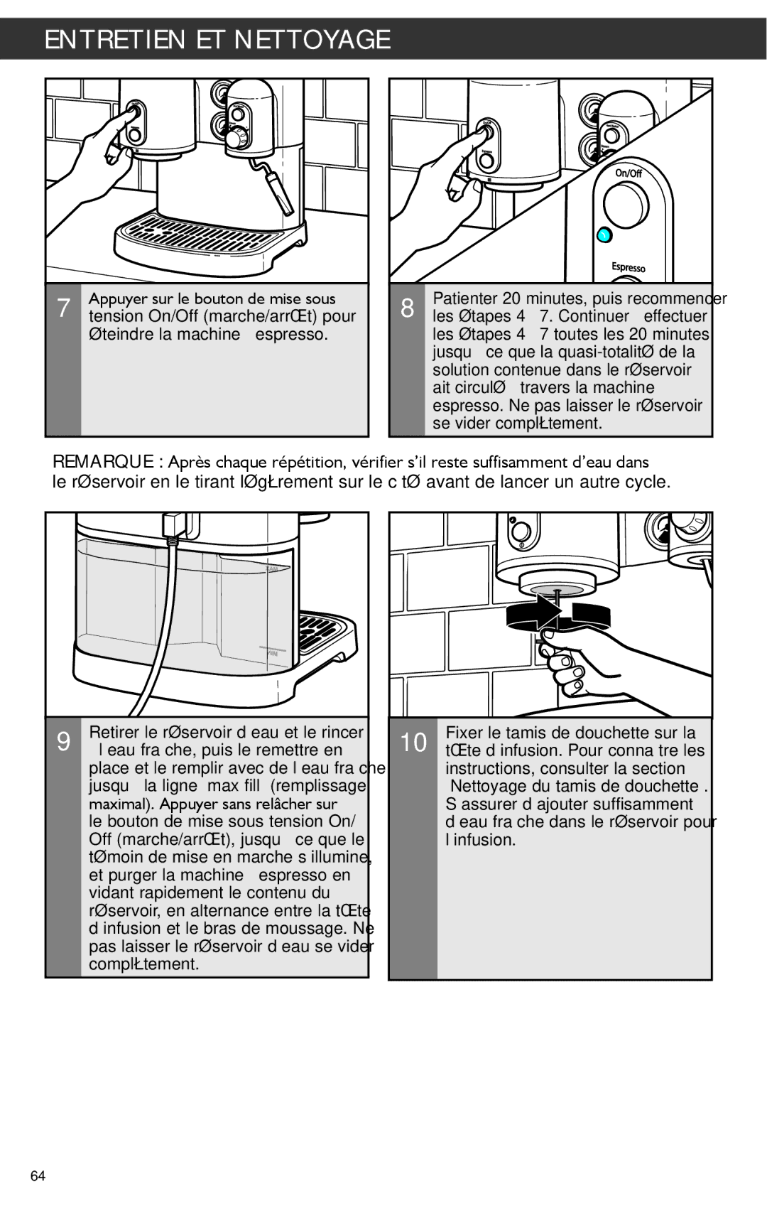 KitchenAid KES2102 manual Continuer à effectuer, Toutes les 20 minutes 