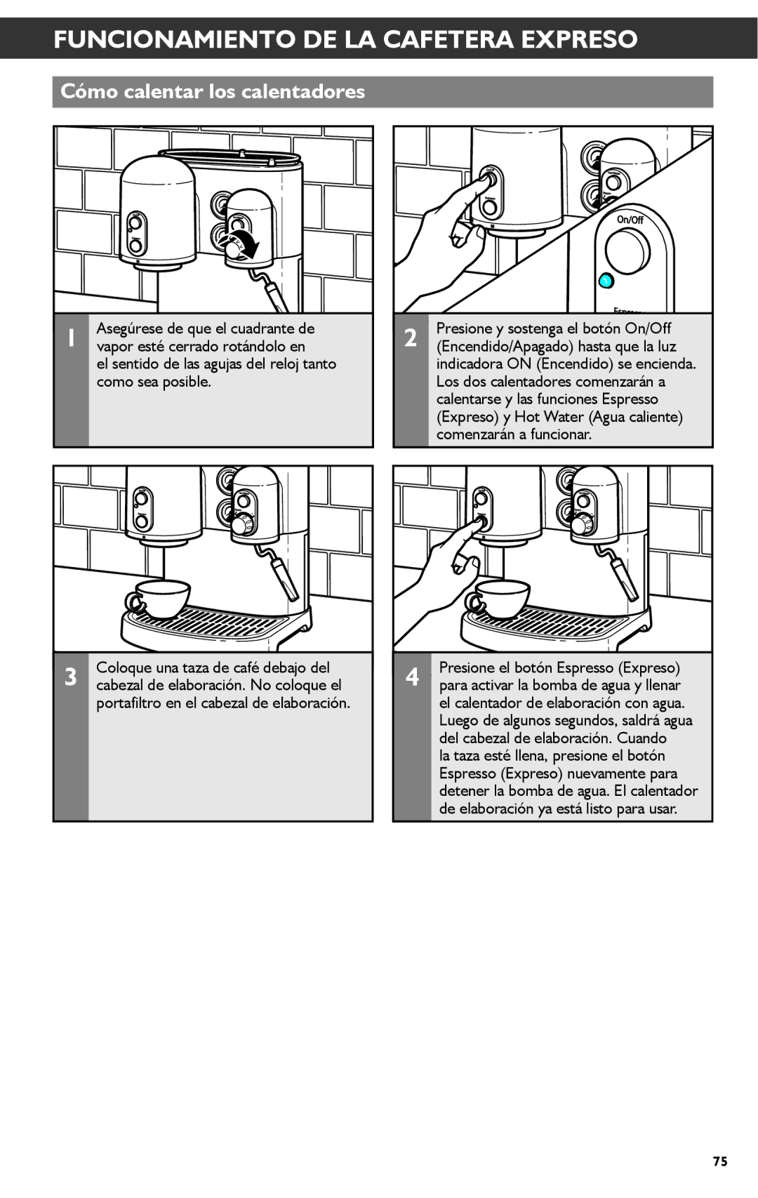 KitchenAid KES2102 manual Cómo calentar los calentadores 