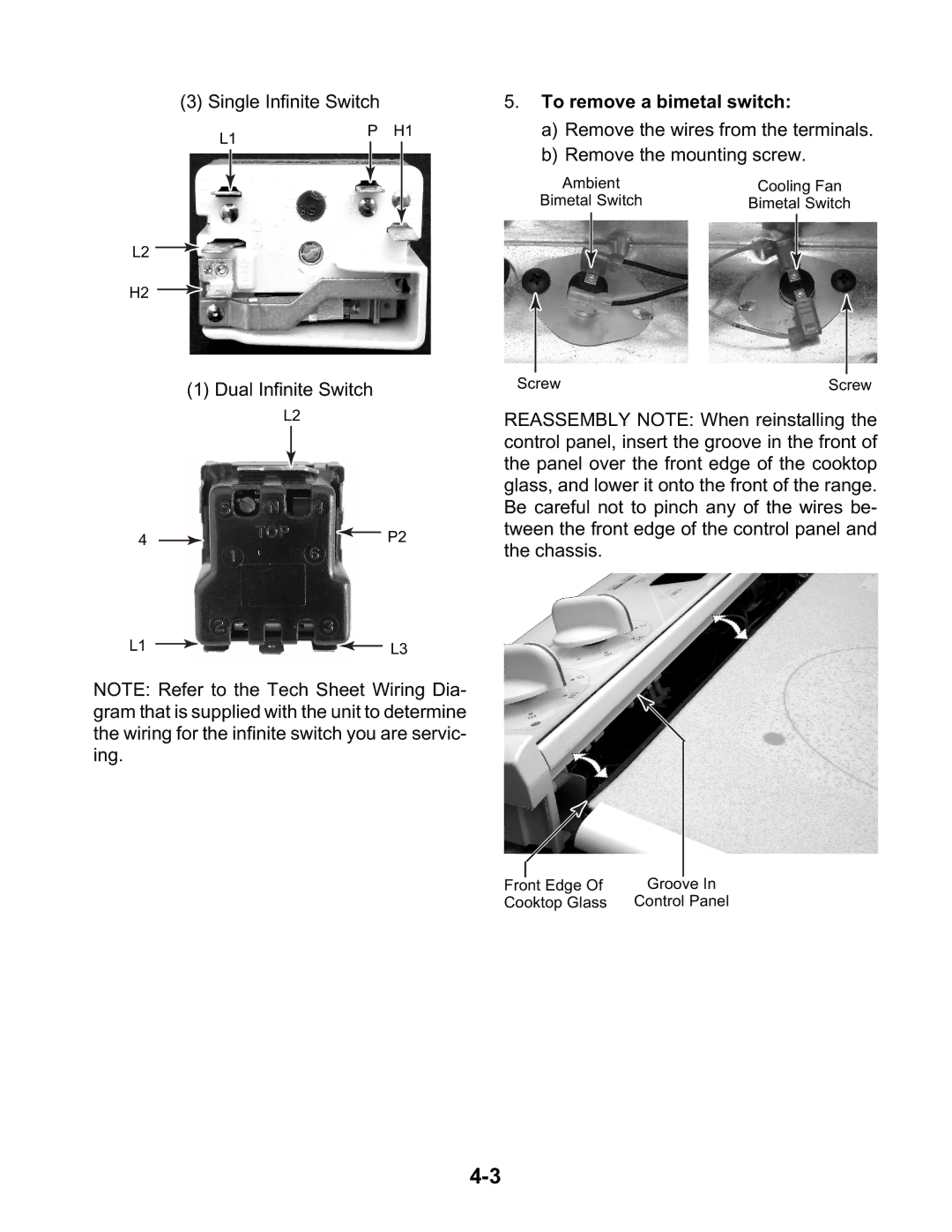 KitchenAid KESC307H, KESH307H, KESC300H manual To remove a bimetal switch 