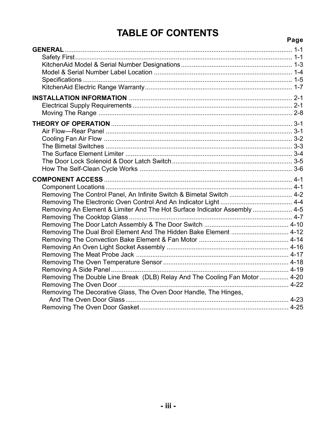 KitchenAid KESH307H, KESC300H, KESC307H manual Table of Contents 