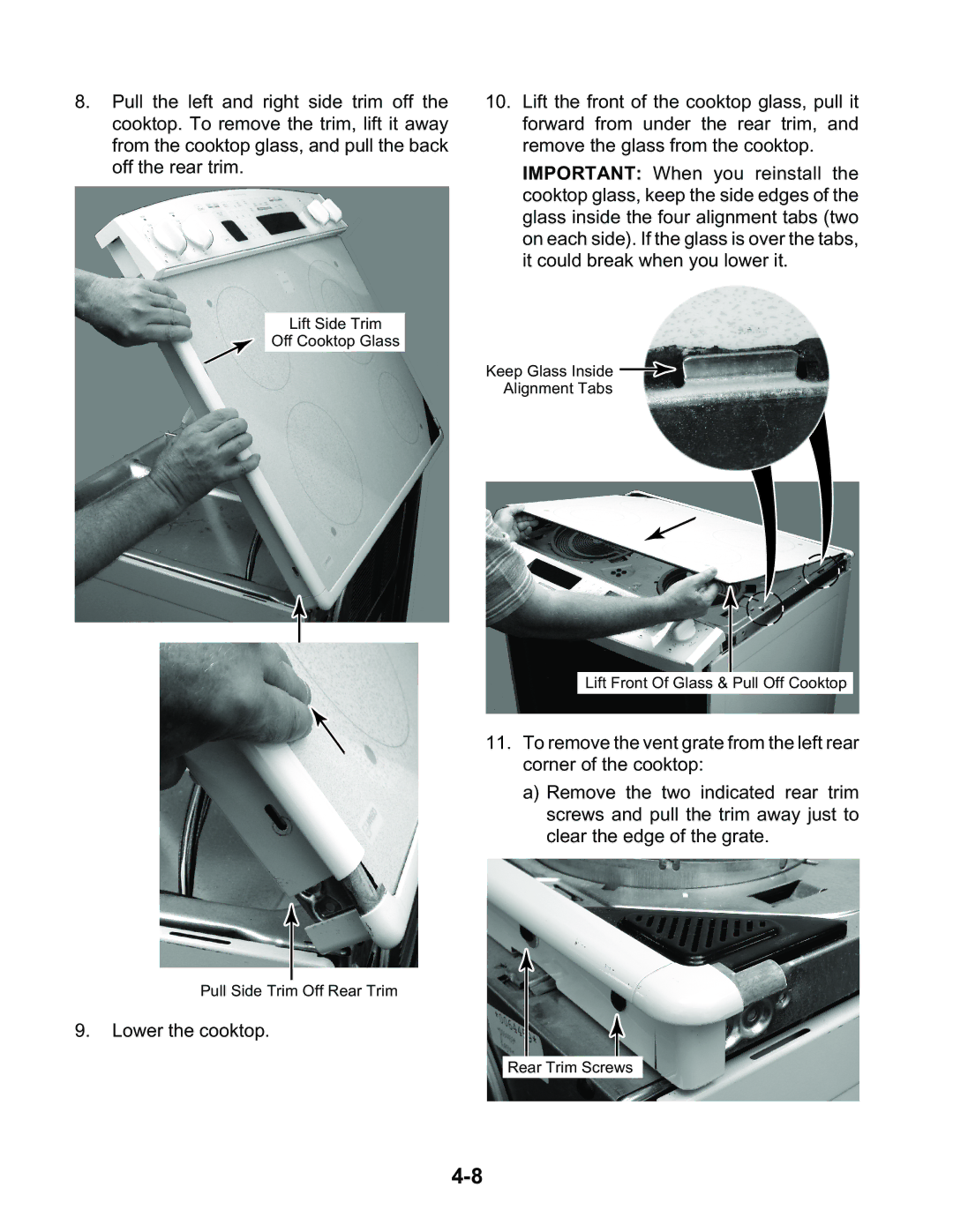 KitchenAid KESC300H, KESH307H, KESC307H manual Lower the cooktop 