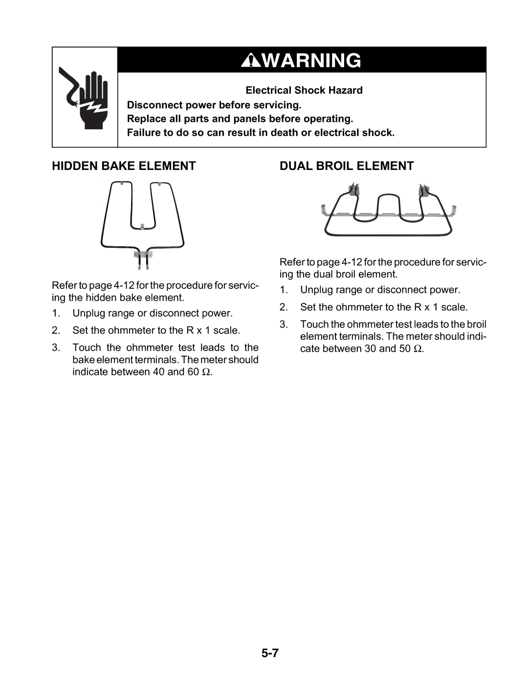 KitchenAid KESC307H, KESH307H, KESC300H manual Hidden Bake Element, Dual Broil Element 