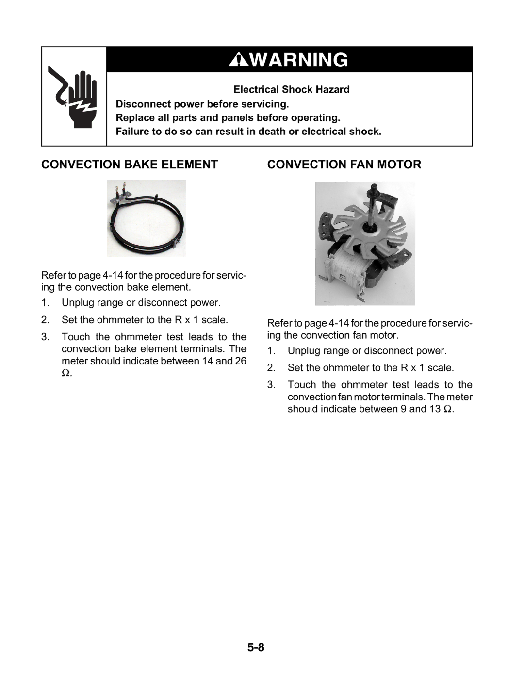 KitchenAid KESH307H, KESC300H, KESC307H manual Convection Bake Element, Convection FAN Motor 