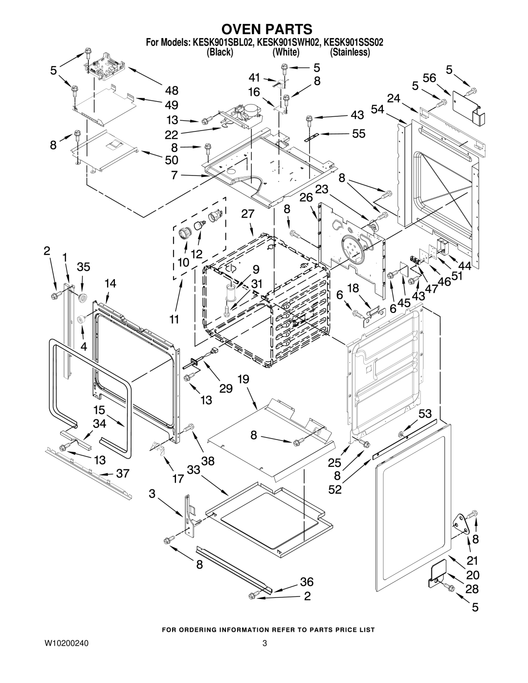 KitchenAid KESK901SSS02, KESK901SBL02, KESK901SWH02 manual Oven Parts 