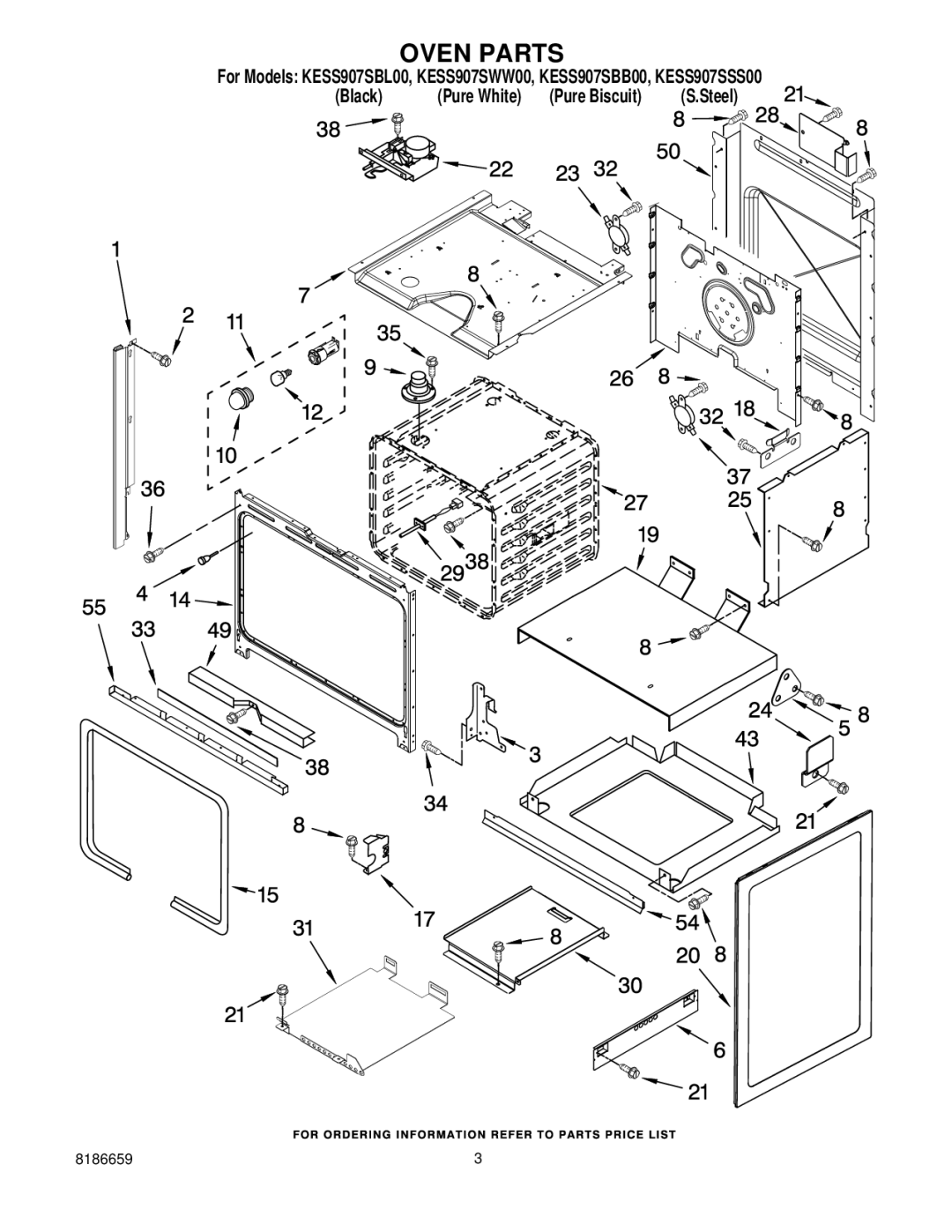 KitchenAid KESS907SBB00, KESS907SWW00, KESS907SSS00, KESS907SBL00 manual Oven Parts 