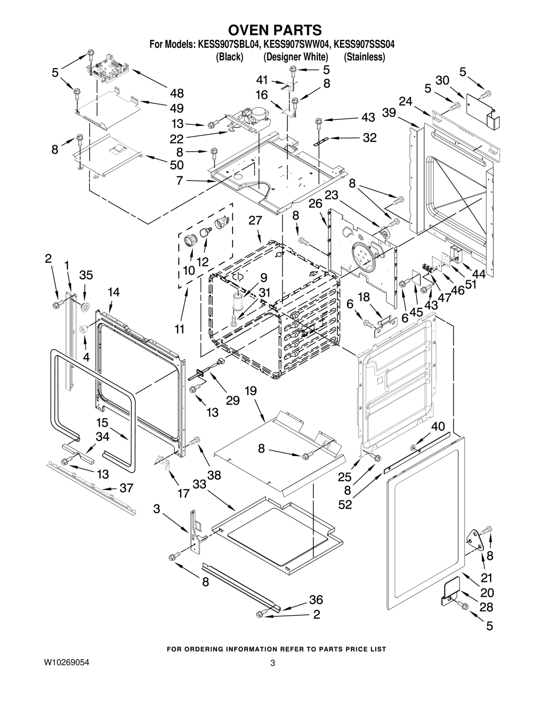 KitchenAid KESS907SWW04, KESS907SSS04, KESS907SBL04 manual Oven Parts 