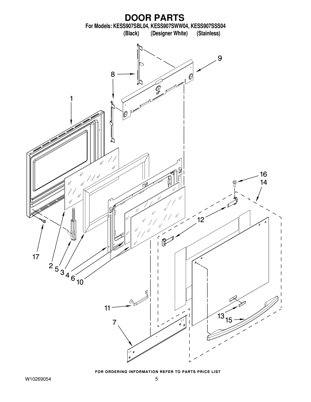 KitchenAid KESS907SBL04, KESS907SWW04, KESS907SSS04 manual Door Parts 