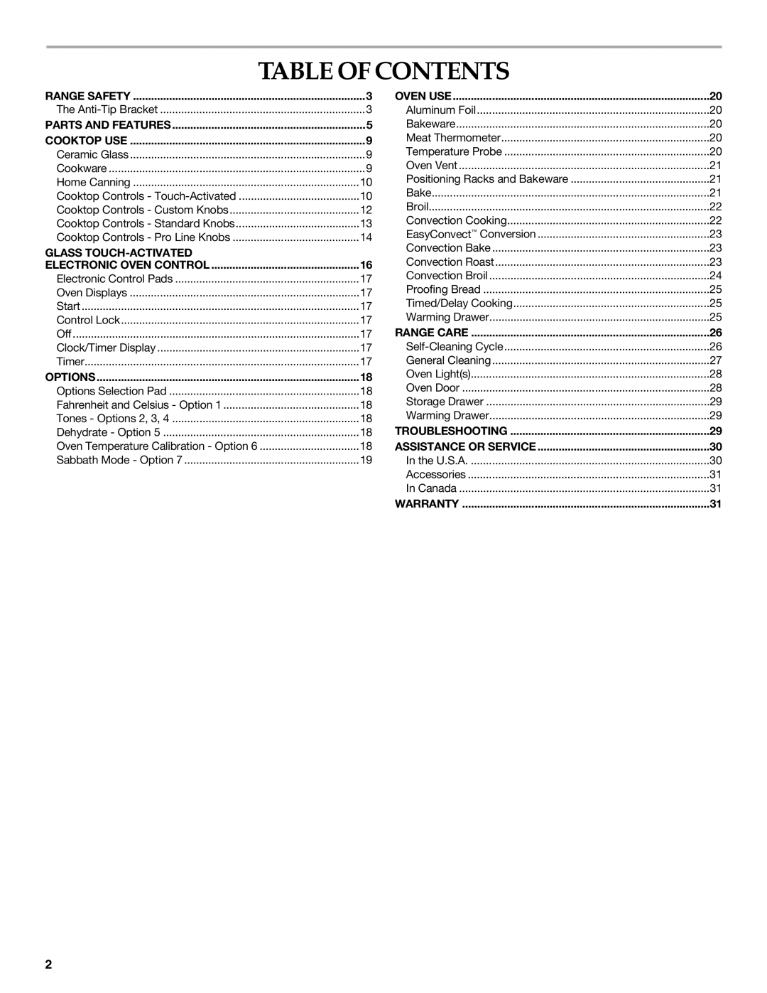 KitchenAid KESS907SWW, KESS908SPS, KESS907SSS manual Table of Contents 