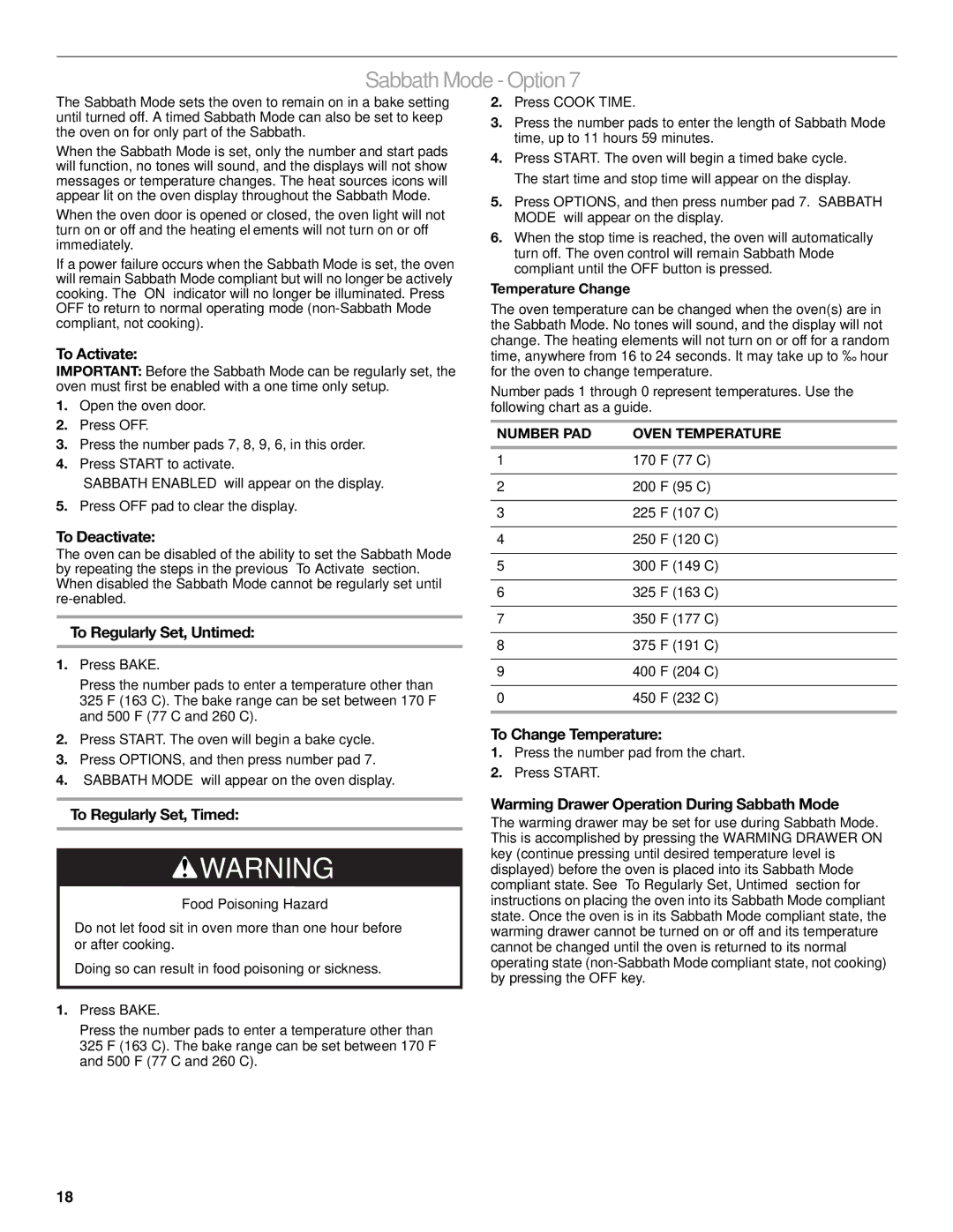 KitchenAid KESS908SPS manual Sabbath Mode Option 