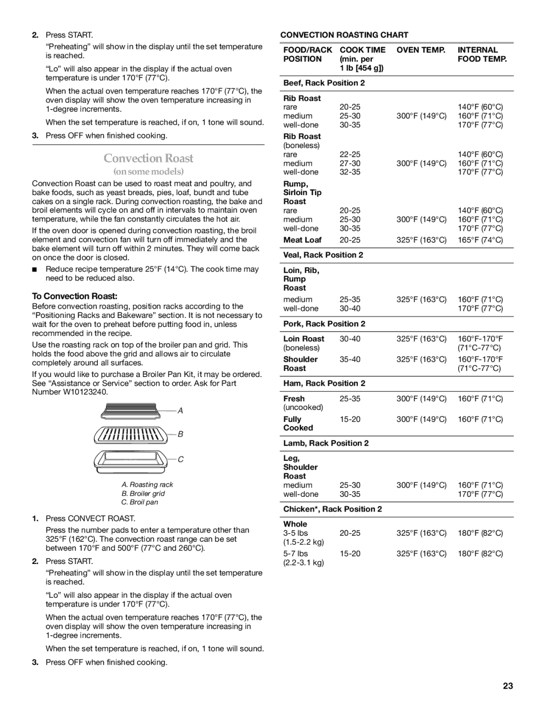 KitchenAid KESS908SPS manual To Convection Roast, Food Temp 