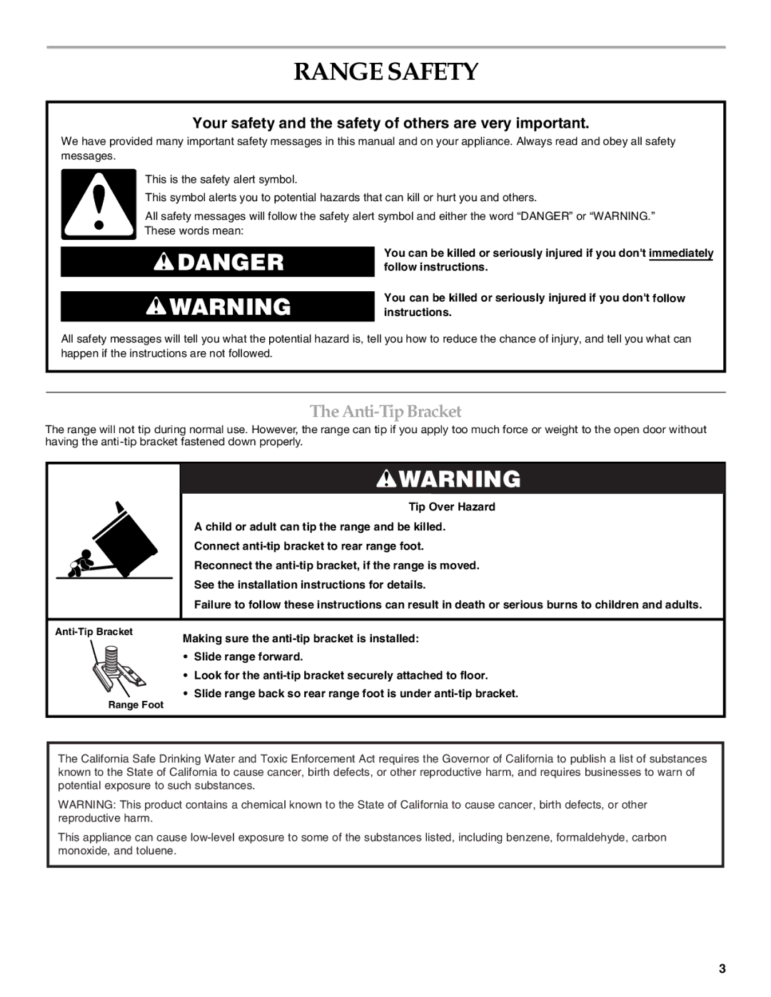 KitchenAid KESS908SPS manual Range Safety, Anti-Tip Bracket 