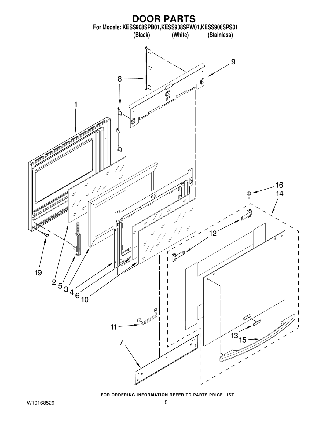 KitchenAid KESS908SPW01, KESS908SPS01, KESS908SPB01 manual Door Parts 