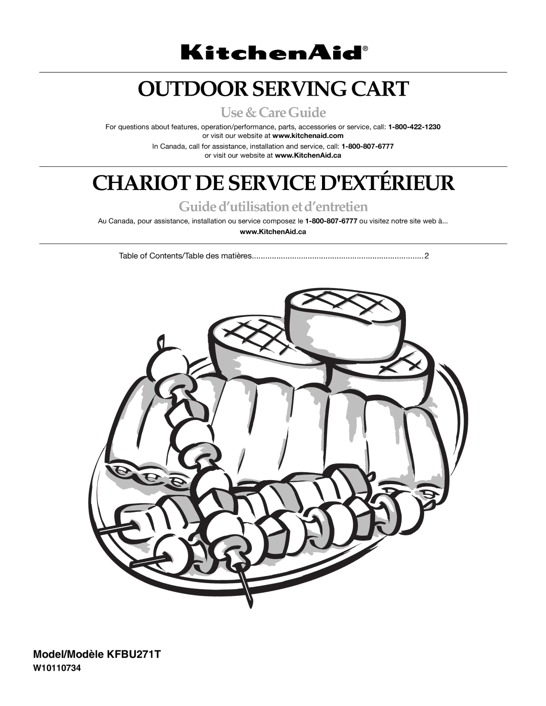 KitchenAid manual Outdoor Serving Cart, Model/Modèle KFBU271T 