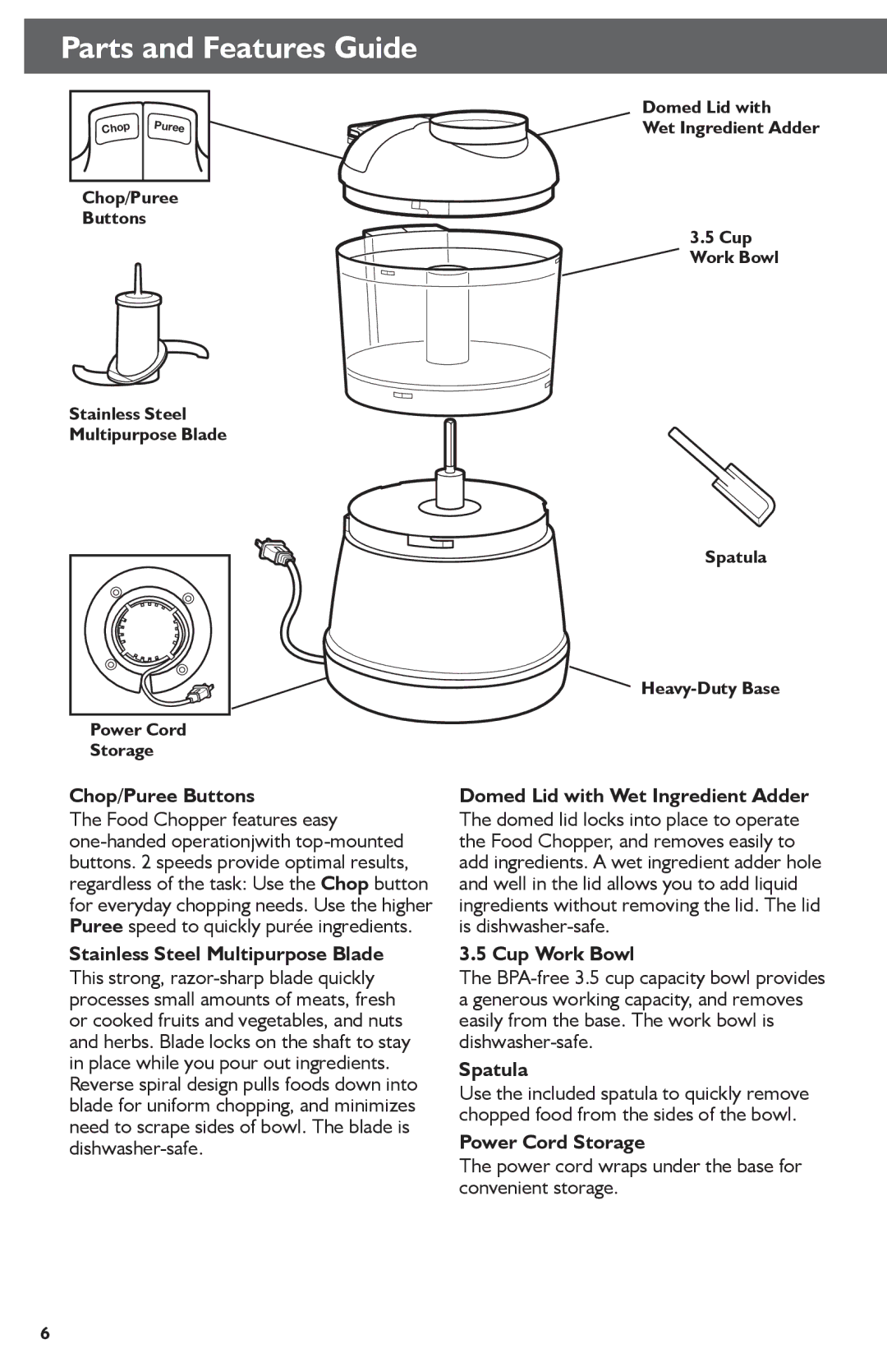 KitchenAid KFC3511 manual Parts and Features Guide 