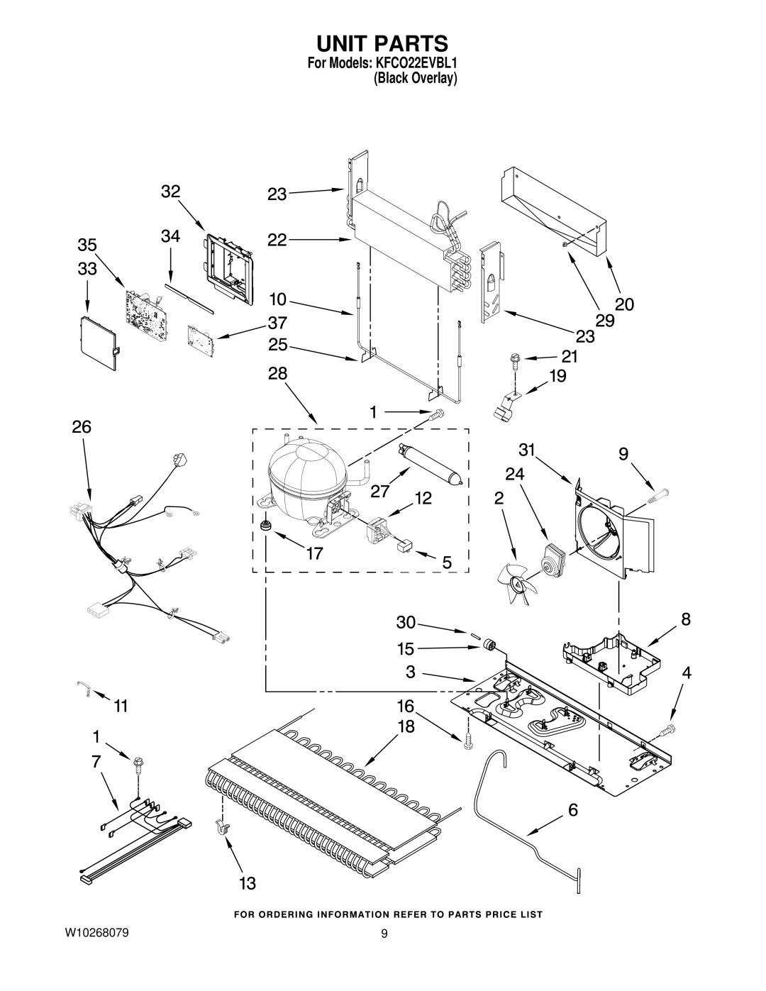 KitchenAid KFCO22EVBL1 manual Unit Parts 