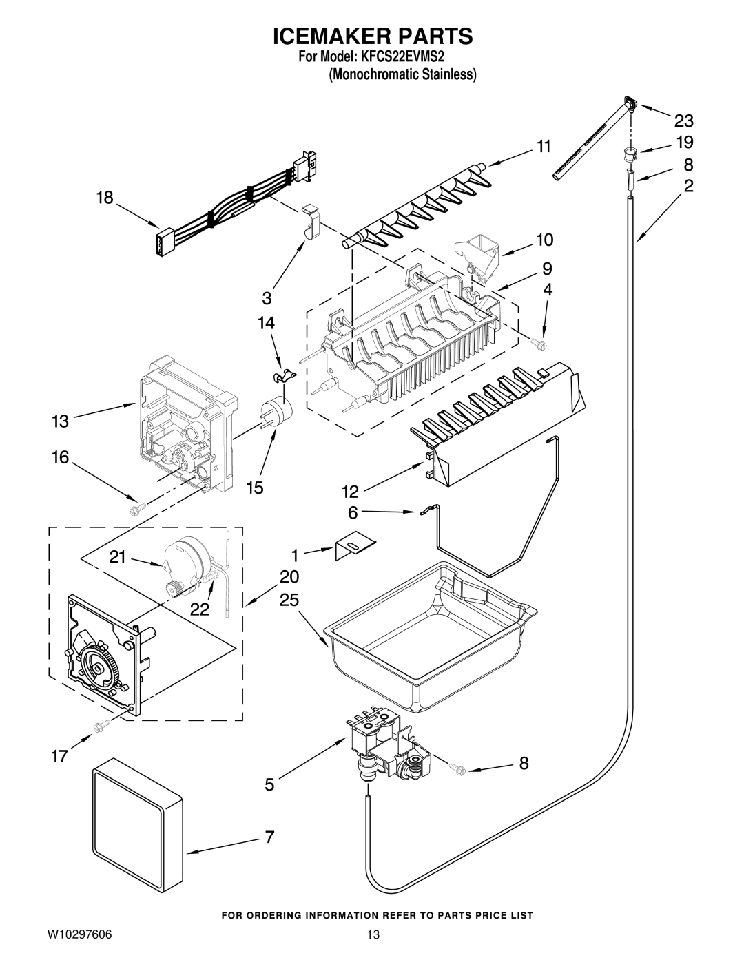 KitchenAid KFCS22EVMS2 manual Icemaker Parts 