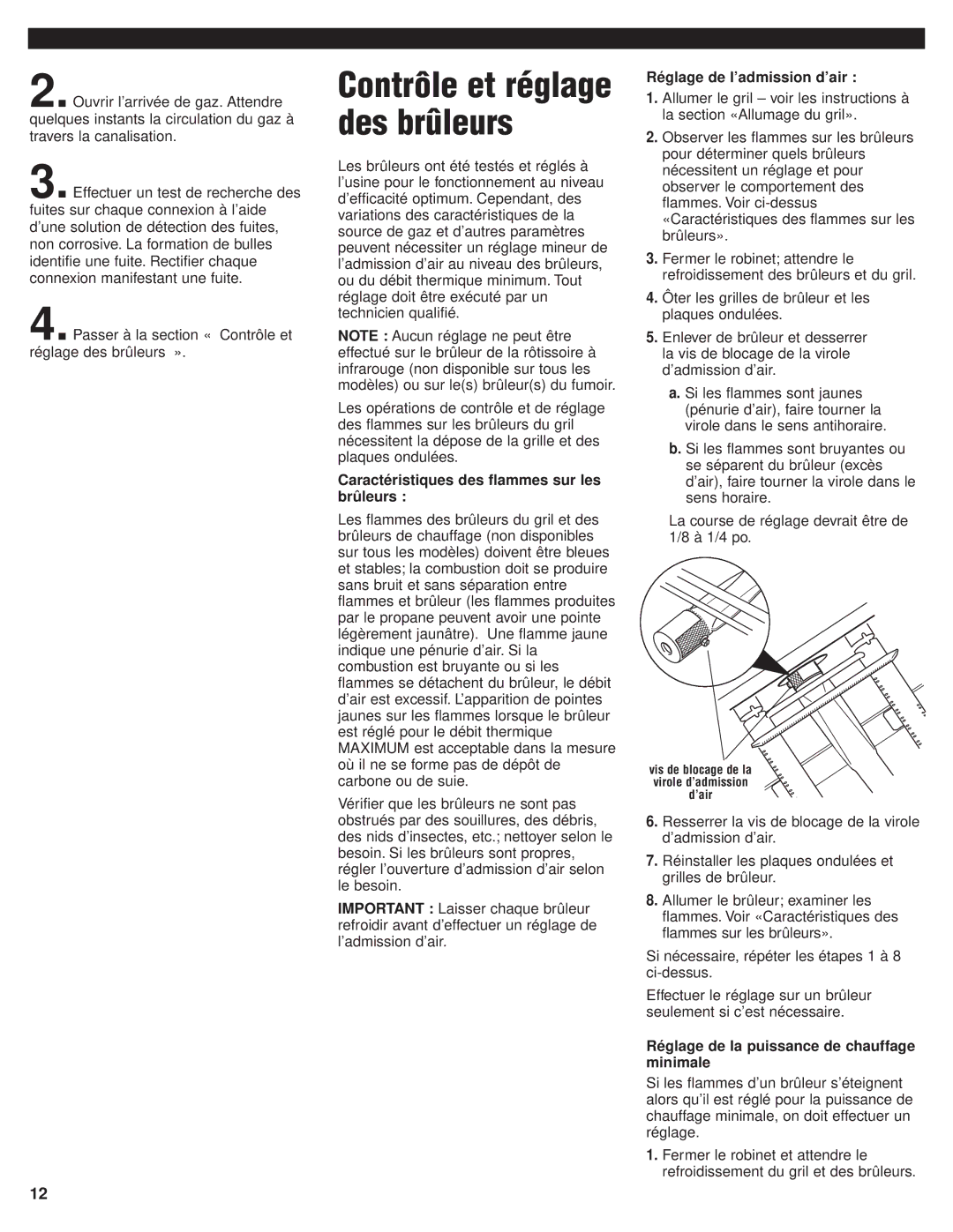 KitchenAid KFGR270, KFGR382, KFGR274 Contrôle et réglage des brûleurs, Caractéristiques des flammes sur les brûleurs 