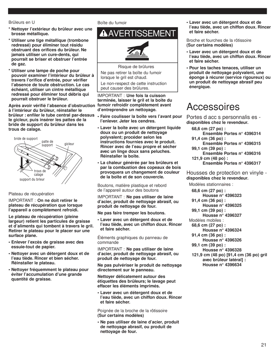 KitchenAid KFGR274PSS, KFGR382PSS, KFGR364PSS Accessoires, Portes d’accès personnalisées, Housses de protection en vinyle 