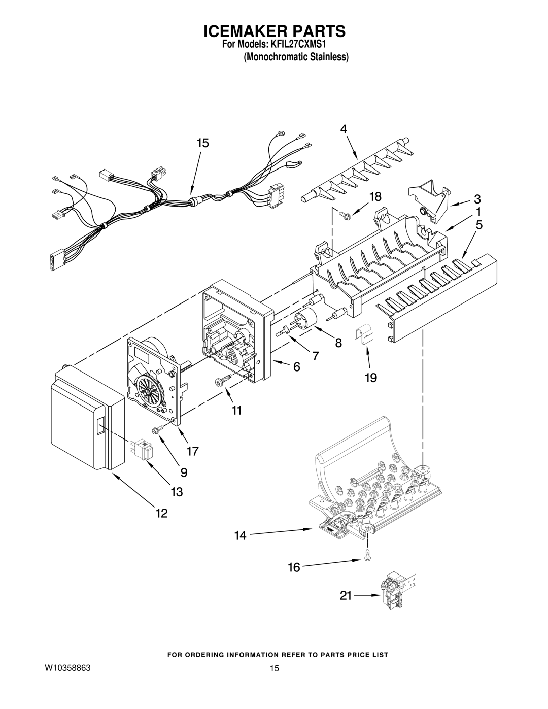 KitchenAid KFIL27CXMS1 manual Icemaker Parts 