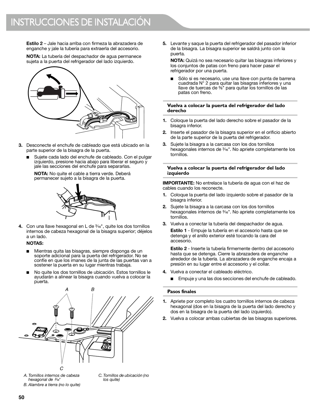 KitchenAid KFIS29BBMS, KFIS29PBMS manual Pasos finales, Notas 