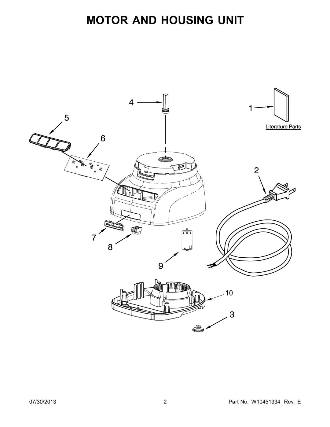 KitchenAid KFP0922 manual Motor and Housing Unit 