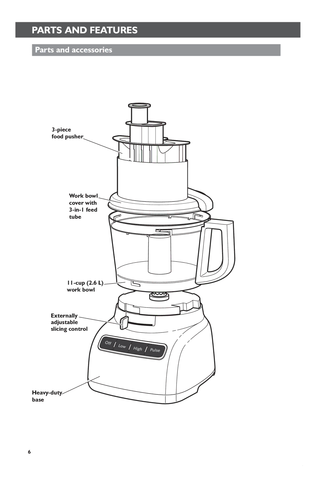 KitchenAid KFP1133 manual Partscmd +ANDSHIFTFEATURESCLICK to Change Copy, Parts and accessories, Heavy-duty base 