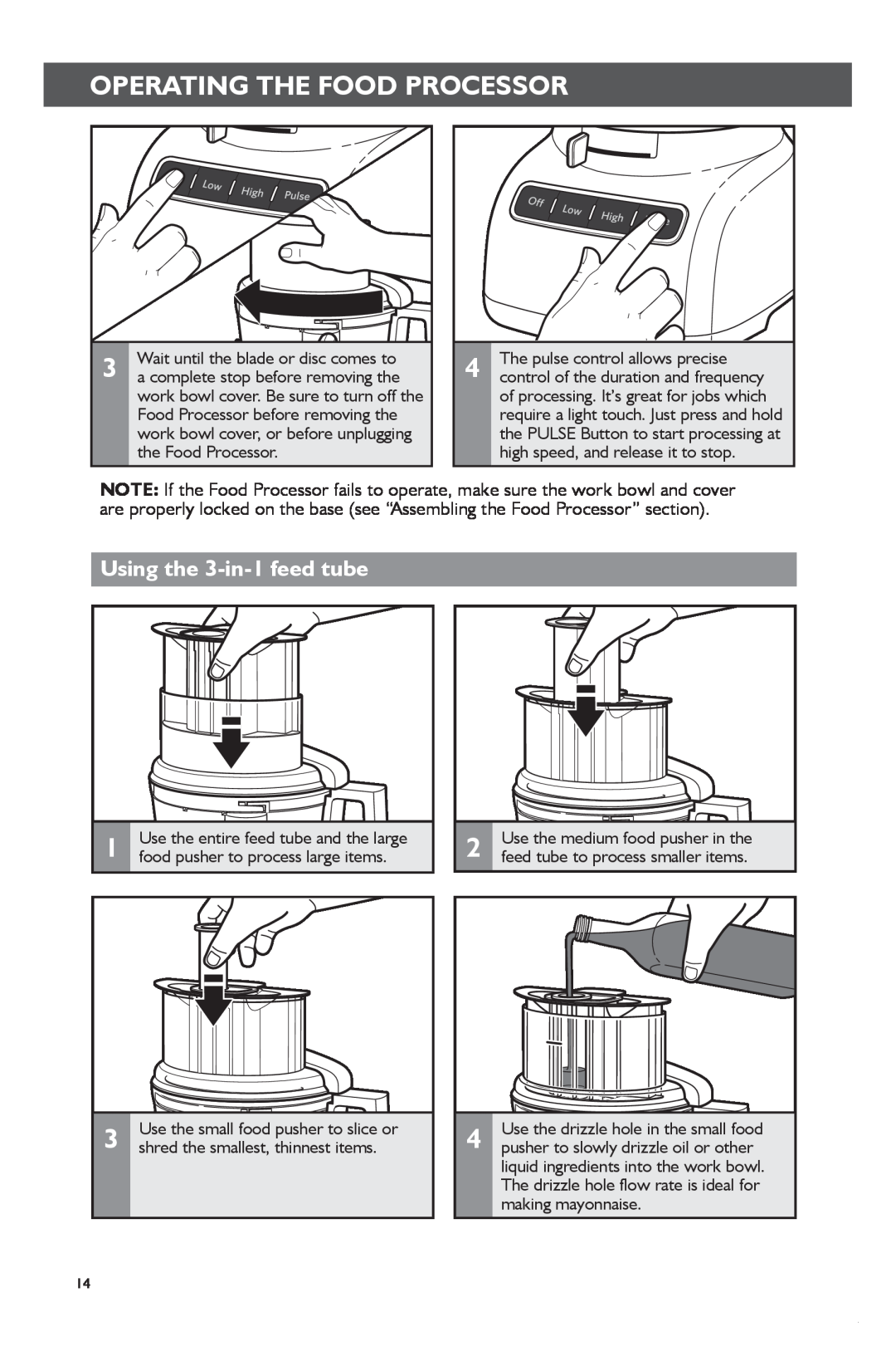 KitchenAid KFP1133 manual Using the 3-in-1 feed tube, Operatingcmd + Shiftheclickfoodtoprocessorchange Copy 