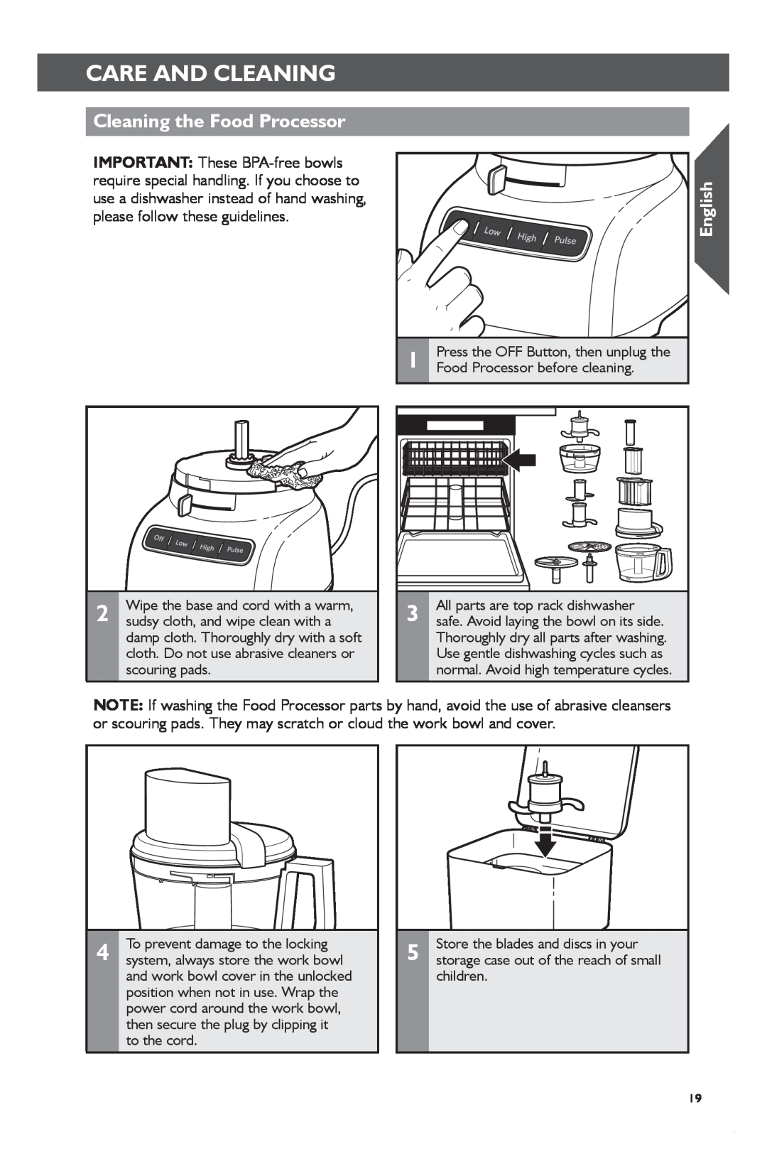 KitchenAid KFP1133 manual Caremd +Andshiftcleaningclick To Change Copy, Cleaning the Food Processor, English 
