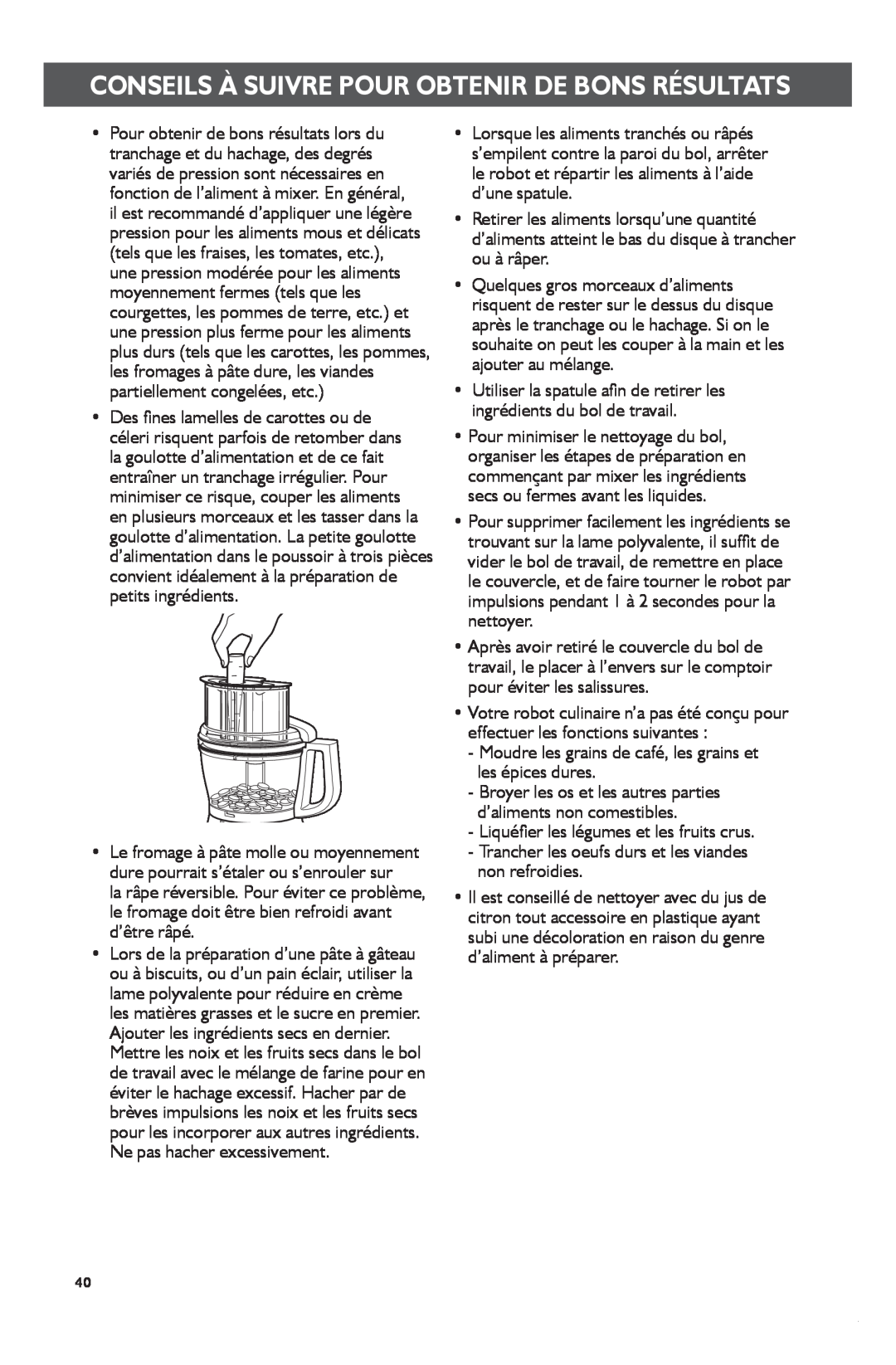 KitchenAid KFP1133 manual Moudre les grains de café, les grains et les épices dures 