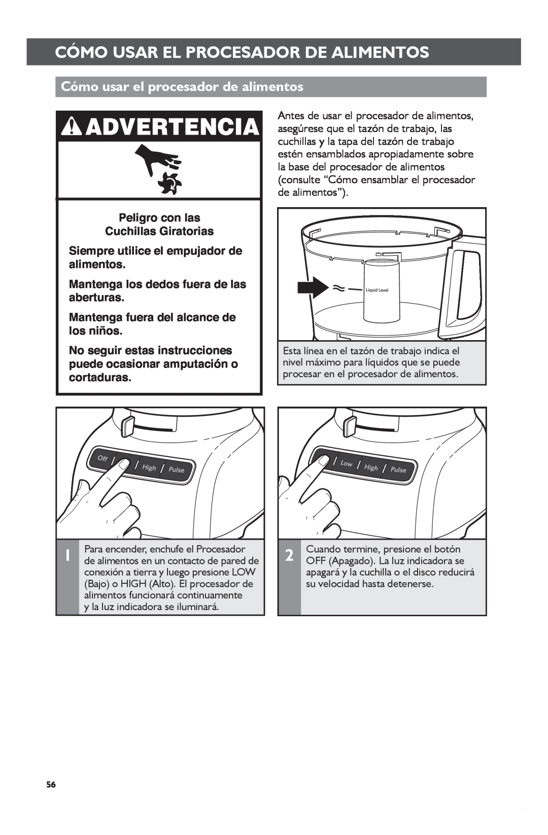 KitchenAid KFP1133 manual Cómo usar el procesador de alimentos, Cómomd +Usarshiftelclickprocesadorto Changedecopyalimentos 