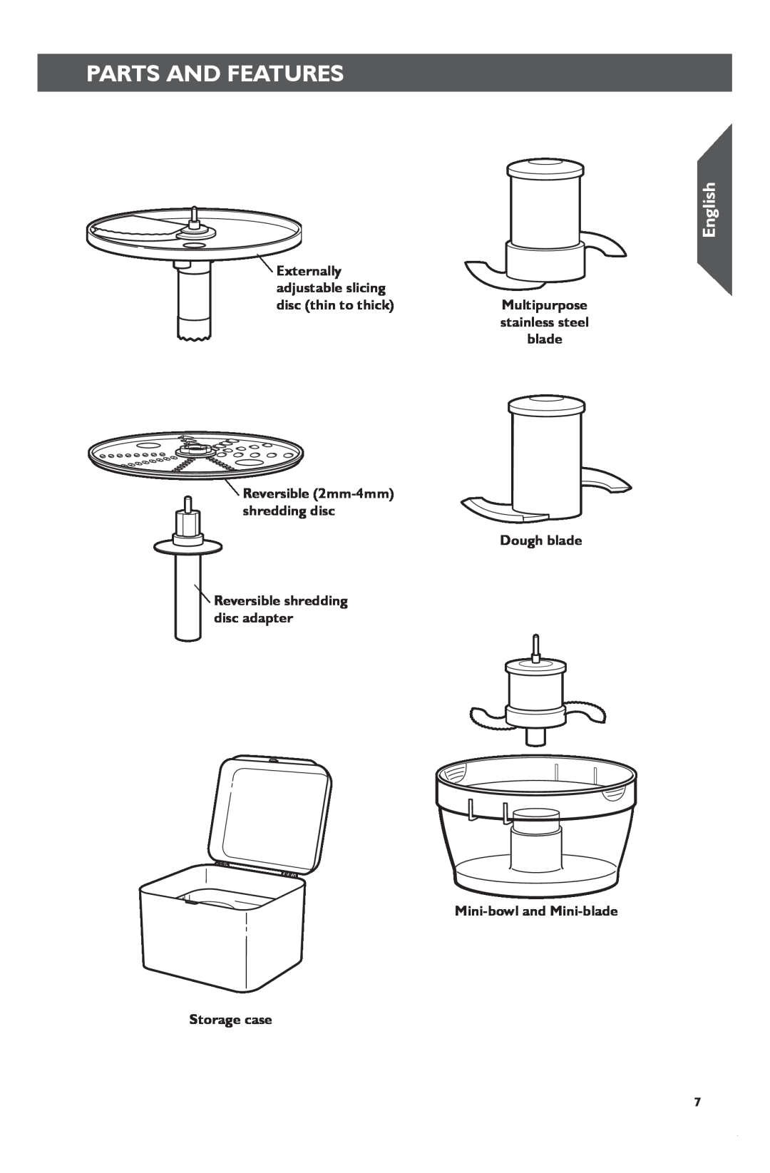 KitchenAid KFP1133 manual Partscmd +Andshiftfeaturesclick To Change Copy, English, Dough blade 