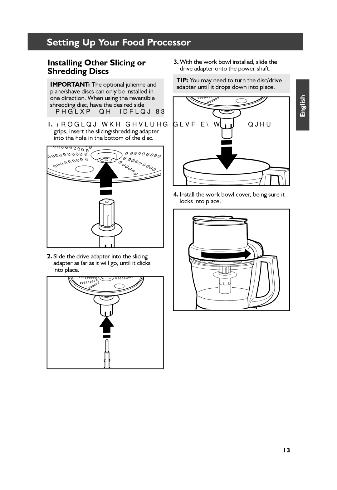 KitchenAid KFP1344, KFP1333 manual Installing Other Slicing or Shredding Discs 