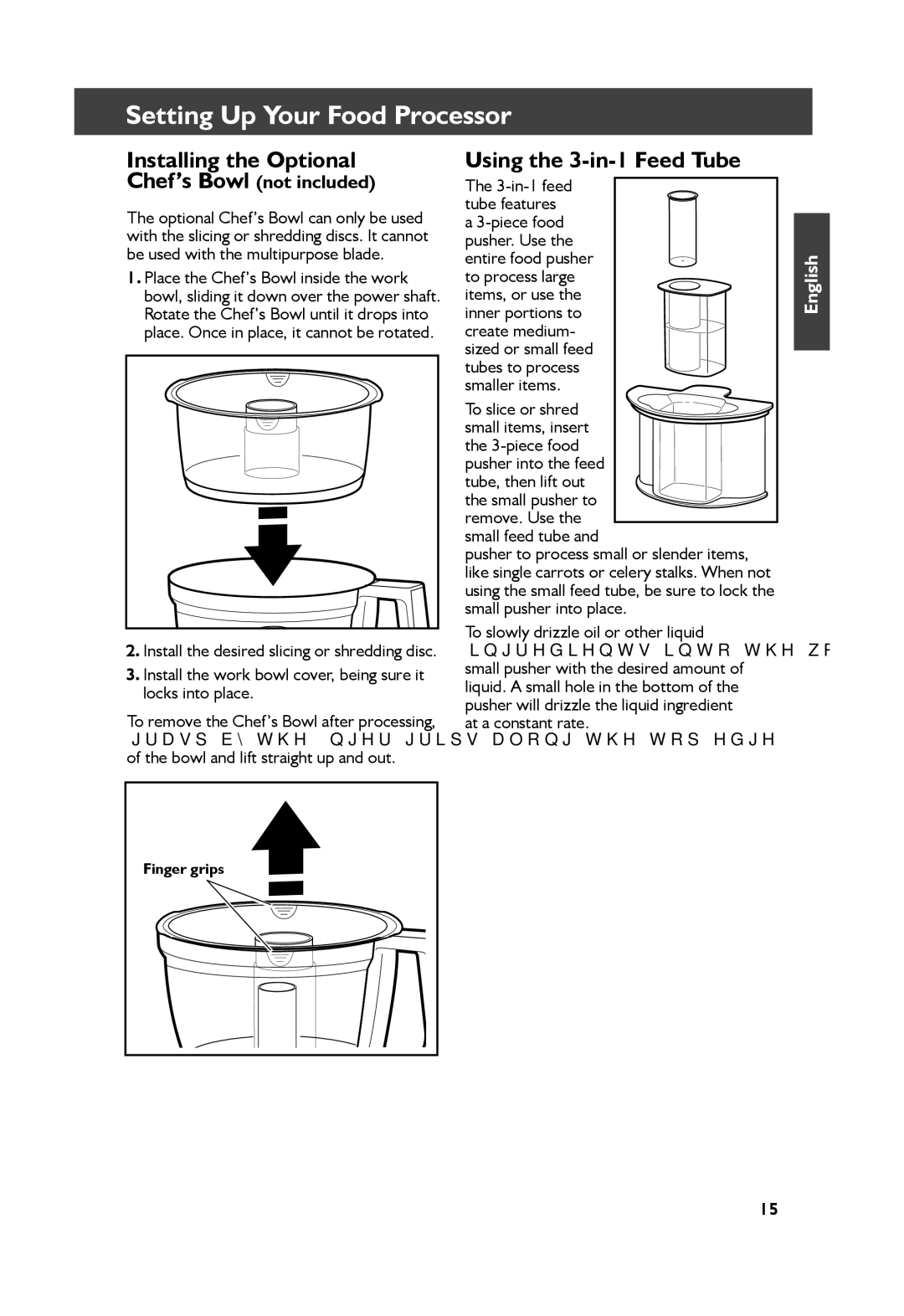 KitchenAid KFP1344 Using the 3-in-1 Feed Tube, Installing the Optional Chef’s Bowl not included, 3-in-1 feed, Pusher. Use 