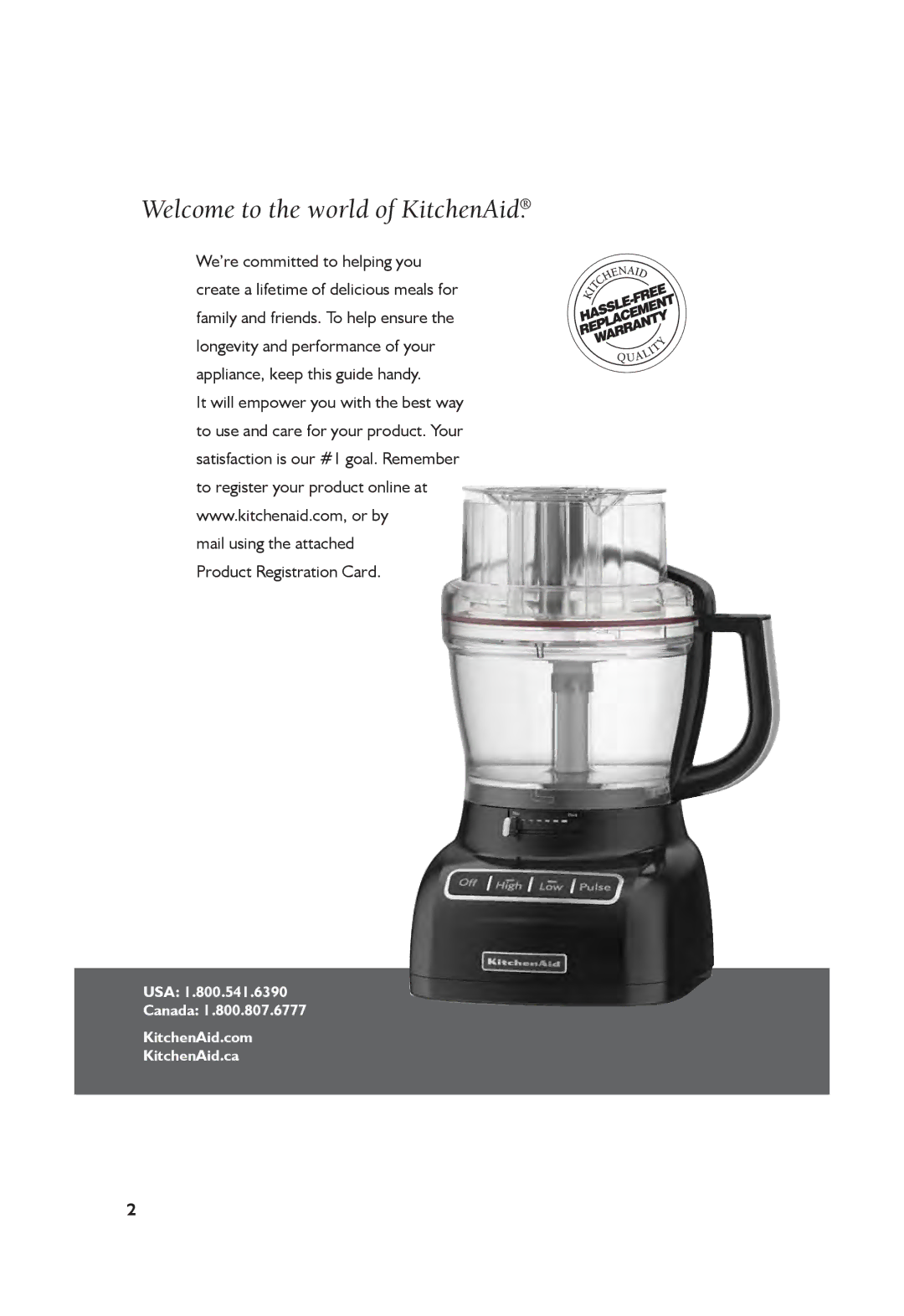 KitchenAid KFP1333, KFP1344 manual Welcome to the world of KitchenAid 