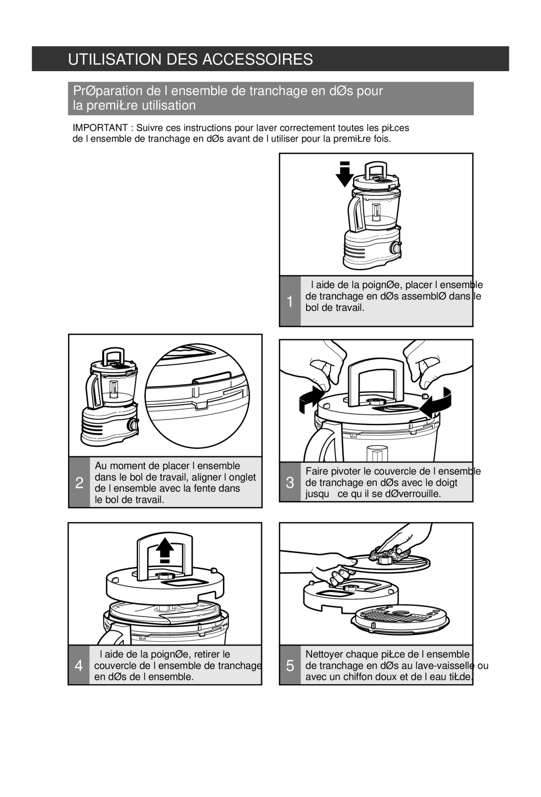 KitchenAid KFP1642 manual Utilisation DES Accessoires 