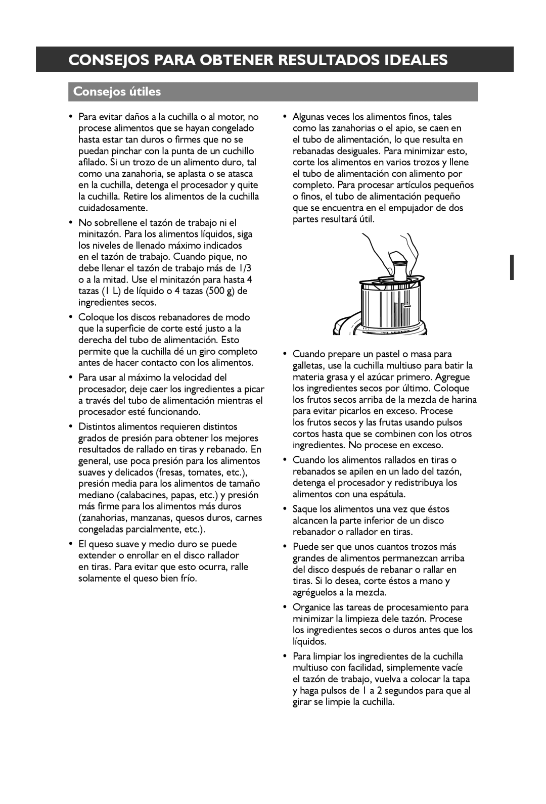 KitchenAid KFP1642 manual Consejos útiles 