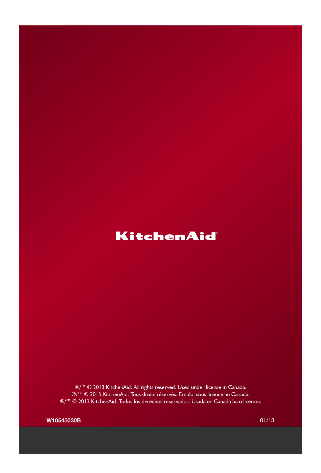 KitchenAid KFP1642 manual W10545030B 01/13 