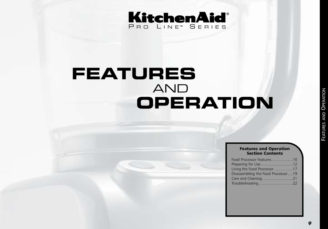 KitchenAid KPFP850, KFP1642CA manual Features Operation 