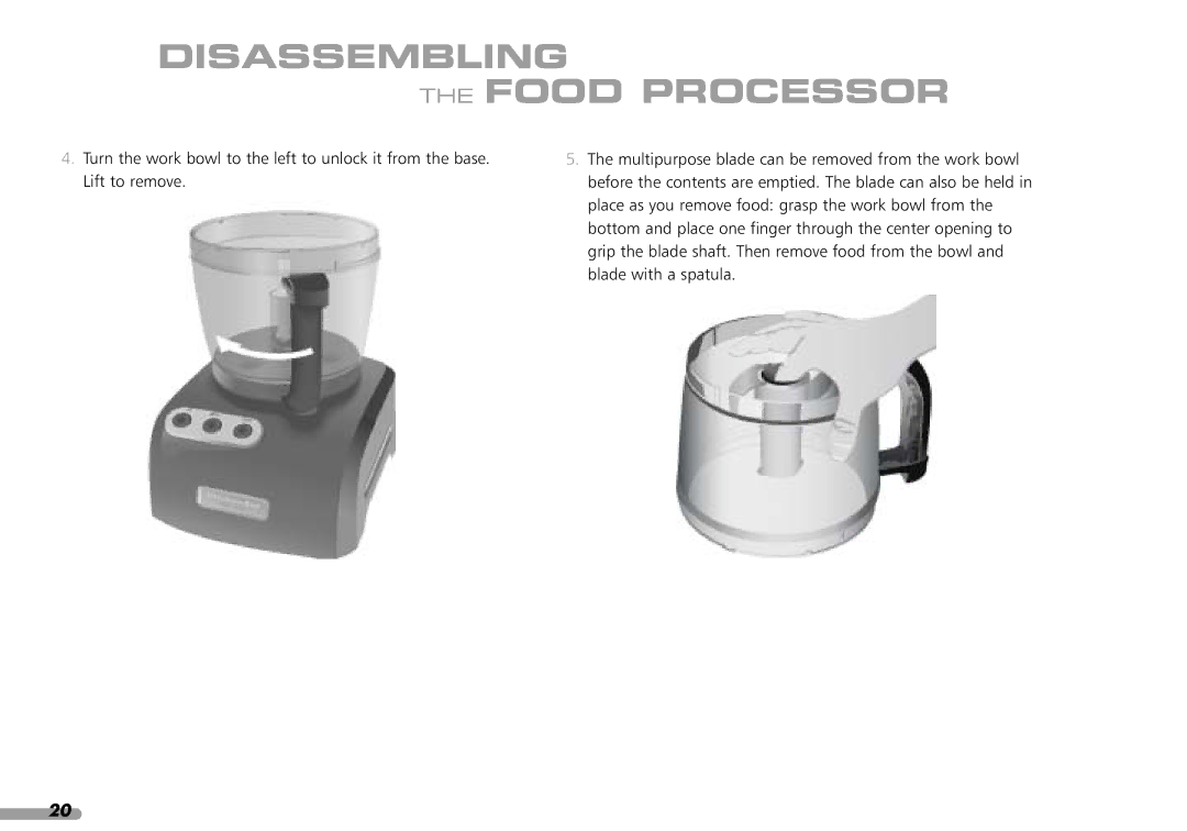 KitchenAid KFP1642CA, KPFP850 manual Disassembling Food Processor 